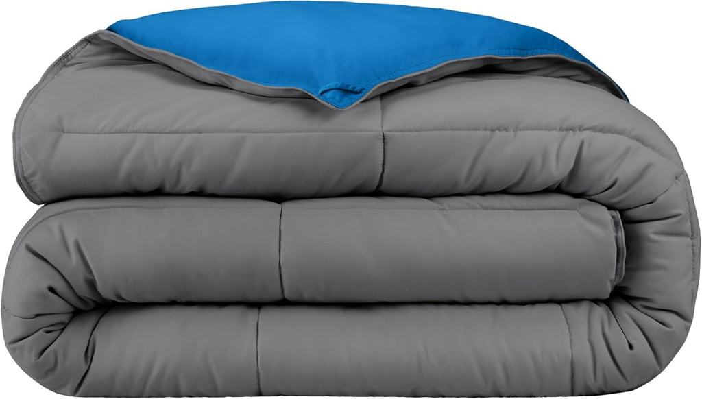 Bare Home Extra Long Comforter - Reversible Colors - Goose Down Alternative - Ultra-Soft - Premium 1800 Series - All Season Warmth - Bedding Comforter (Twin/Twin XL, Dark Blue/Grey) - Grand Goldman
