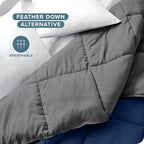 Bare Home Extra Long Comforter - Reversible Colors - Goose Down Alternative - Ultra-Soft - Premium 1800 Series - All Season Warmth - Bedding Comforter (Twin/Twin XL, Dark Blue/Grey) - Grand Goldman