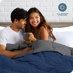Bare Home Extra Long Comforter - Reversible Colors - Goose Down Alternative - Ultra-Soft - Premium 1800 Series - All Season Warmth - Bedding Comforter (Twin/Twin XL, Dark Blue/Grey) - Grand Goldman