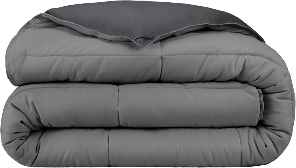 Bare Home Extra Long Comforter - Reversible Colors - Goose Down Alternative - Ultra-Soft - Premium 1800 Series - All Season Warmth - Bedding Comforter (Twin/Twin XL, Dark Blue/Grey) - Grand Goldman