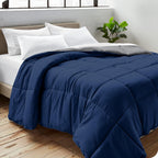 Bare Home Extra Long Comforter - Reversible Colors - Goose Down Alternative - Ultra-Soft - Premium 1800 Series - All Season Warmth - Bedding Comforter (Twin/Twin XL, Dark Blue/Grey) - Grand Goldman