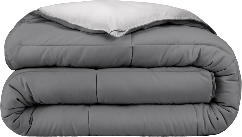 Bare Home Extra Long Comforter - Reversible Colors - Goose Down Alternative - Ultra-Soft - Premium 1800 Series - All Season Warmth - Bedding Comforter (Twin/Twin XL, Dark Blue/Grey) - Grand Goldman