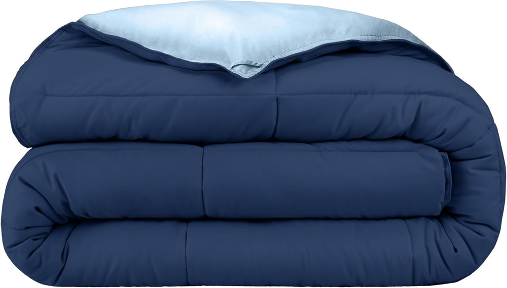 Bare Home Extra Long Comforter - Reversible Colors - Goose Down Alternative - Ultra-Soft - Premium 1800 Series - All Season Warmth - Bedding Comforter (Twin/Twin XL, Dark Blue/Grey) - Grand Goldman