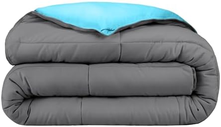 Bare Home Extra Long Comforter - Reversible Colors - Goose Down Alternative - Ultra-Soft - Premium 1800 Series - All Season Warmth - Bedding Comforter (Twin/Twin XL, Dark Blue/Grey) - Grand Goldman
