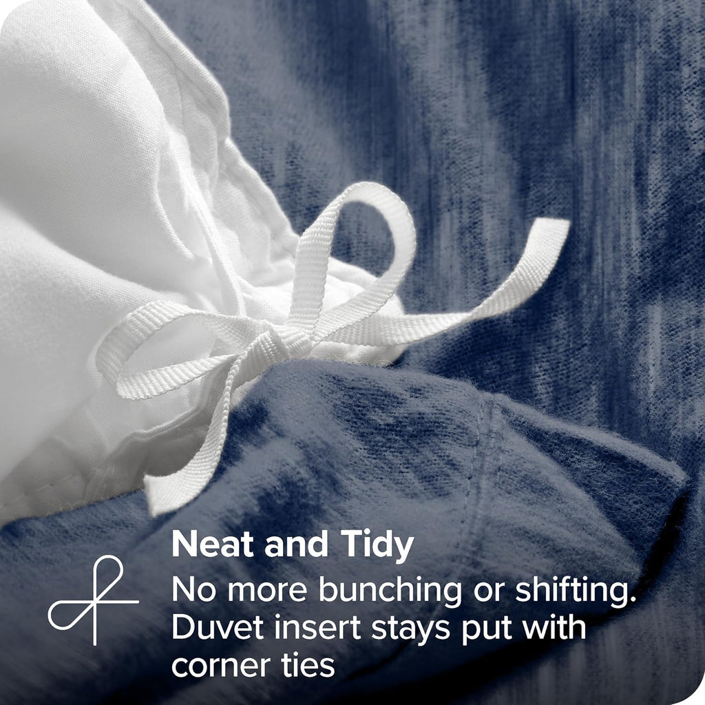 Bare Home Flannel Duvet Cover Set - Full/Queen - 100% Cotton, Velvety Soft Heavyweight Premium Flannel, Double Brushed - Includes Sham Pillow Covers (Full/Queen, Heather Indigo) - Grand Goldman