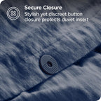 Bare Home Flannel Duvet Cover Set - Full/Queen - 100% Cotton, Velvety Soft Heavyweight Premium Flannel, Double Brushed - Includes Sham Pillow Covers (Full/Queen, Heather Indigo) - Grand Goldman