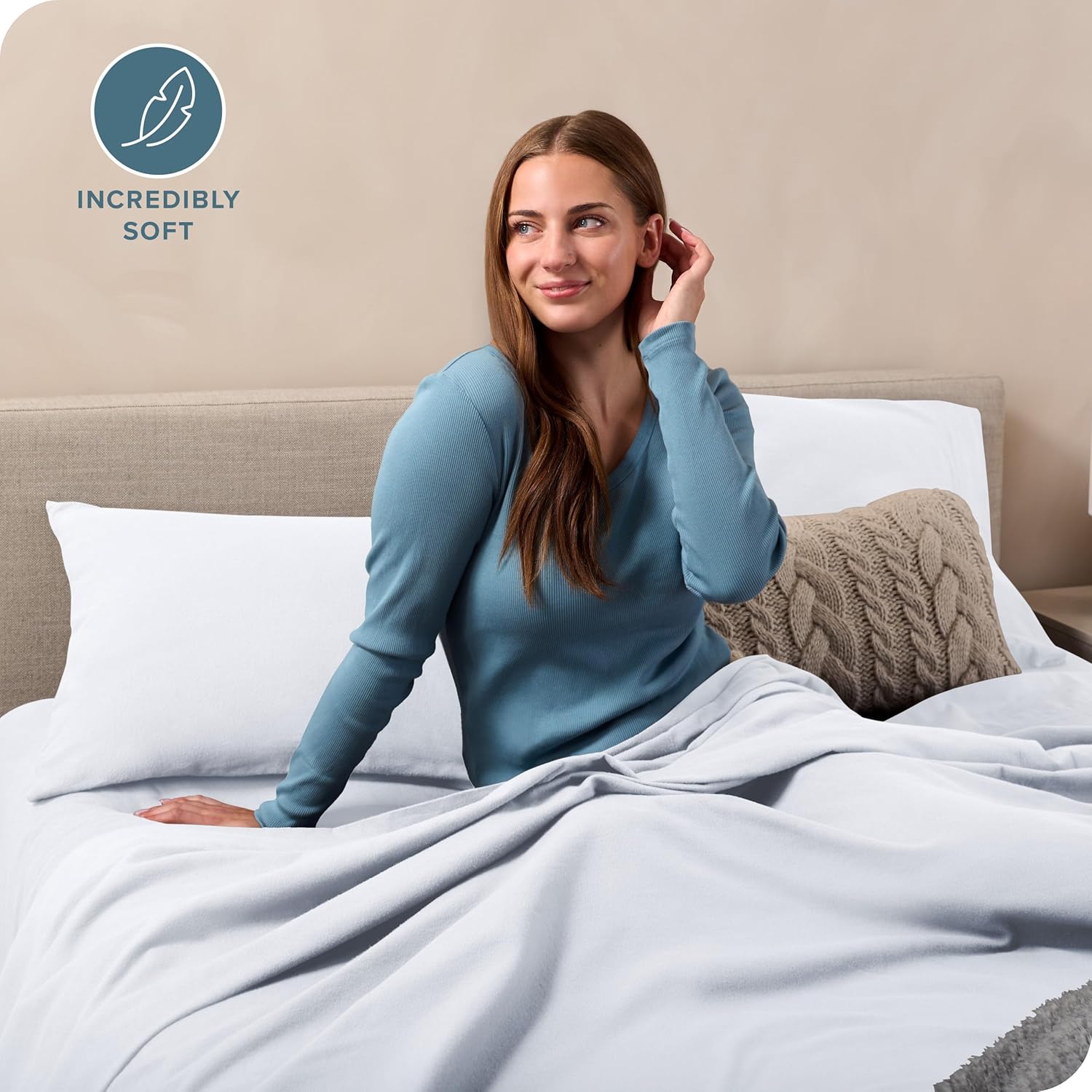 Bare Home Flannel Sheet Set 100% Cotton, Velvety Soft Heavyweight - Double Brushed Flannel - Deep Pocket (Queen, White) - Grand Goldman