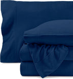 Bare Home Super Soft Fleece Sheet Set - Queen Size - Extra Plush Polar Fleece, No-Pilling Bed Sheets - All Season Cozy Warmth (Queen, Dark Blue) - Grand Goldman