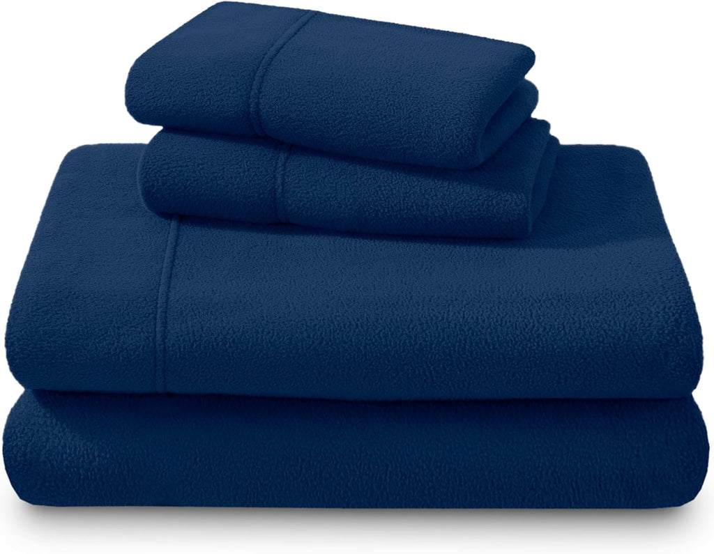 Bare Home Super Soft Fleece Sheet Set - Queen Size - Extra Plush Polar Fleece, No-Pilling Bed Sheets - All Season Cozy Warmth (Queen, Dark Blue) - Grand Goldman