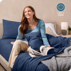 Bare Home Super Soft Fleece Sheet Set - Queen Size - Extra Plush Polar Fleece, No-Pilling Bed Sheets - All Season Cozy Warmth (Queen, Dark Blue) - Grand Goldman