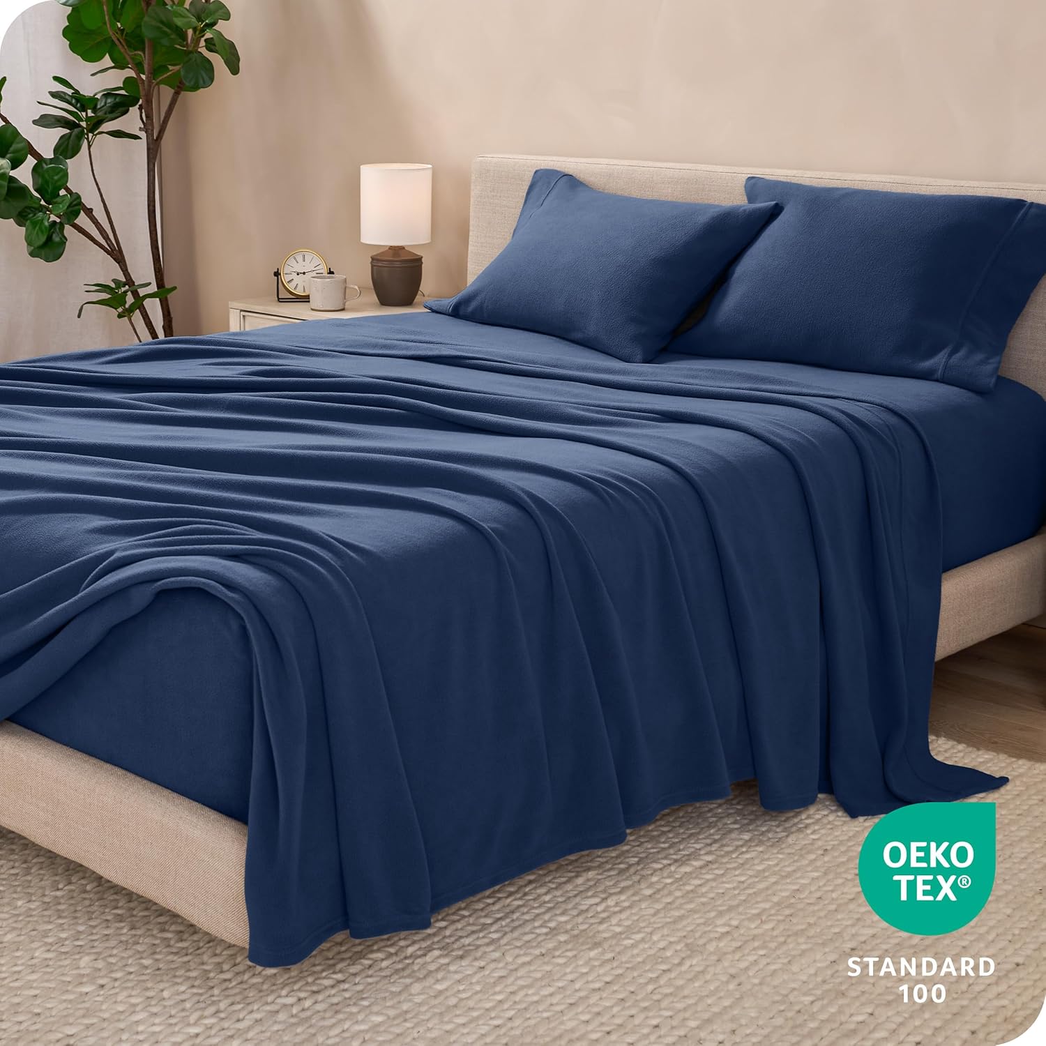 Bare Home Super Soft Fleece Sheet Set - Queen Size - Extra Plush Polar Fleece, No-Pilling Bed Sheets - All Season Cozy Warmth (Queen, Dark Blue) - Grand Goldman