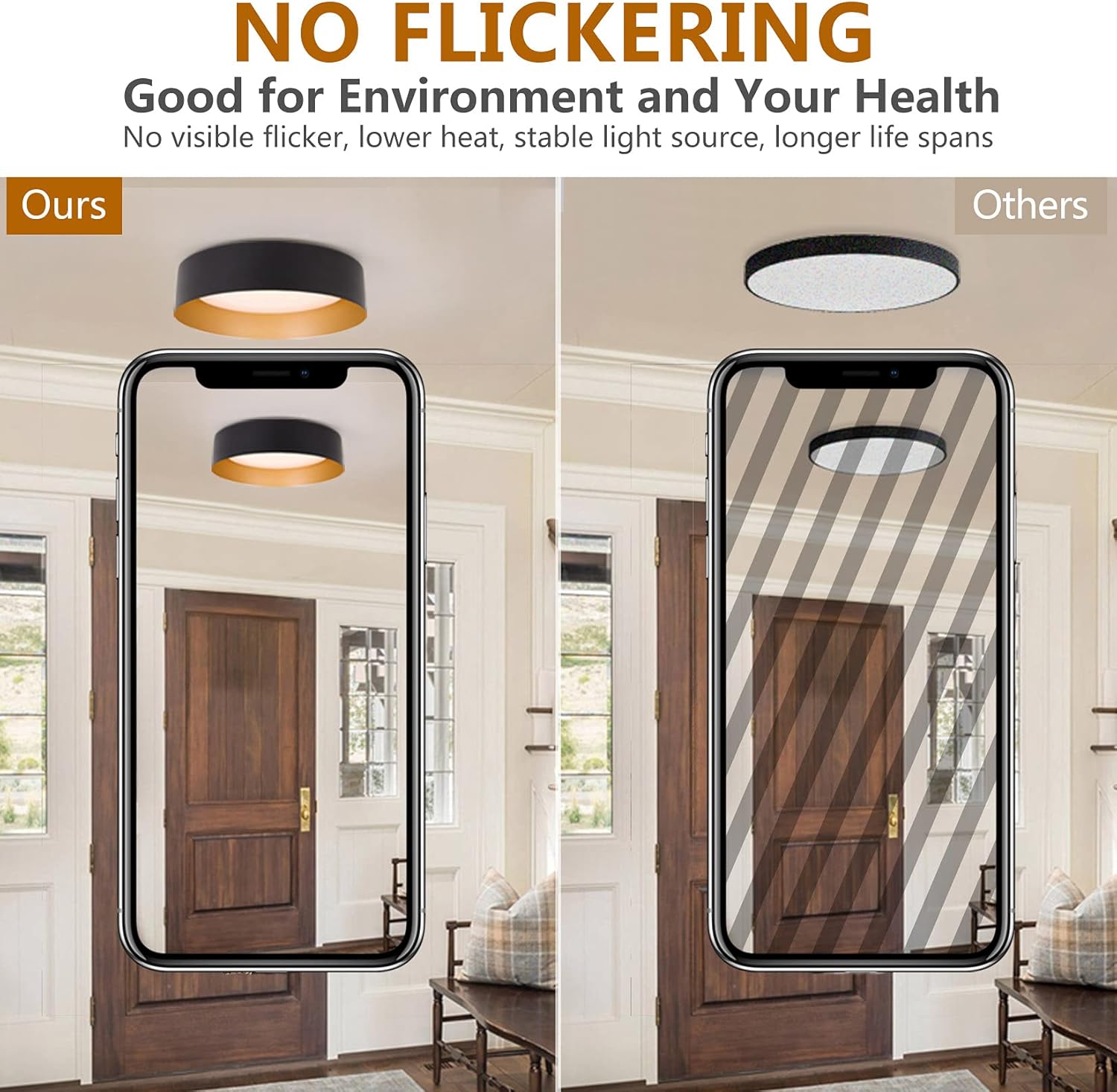 Bargeni Flush Mount Ceiling Light,12.5 inch LED Ceiling Light Fixture,Matte Black with Gold Inside,3000K/Warm White/18W(100w Equiv.),Dimmable Outdoor Lighting Fixtures Ceiling for Bedroom and Hallway - Grand Goldman