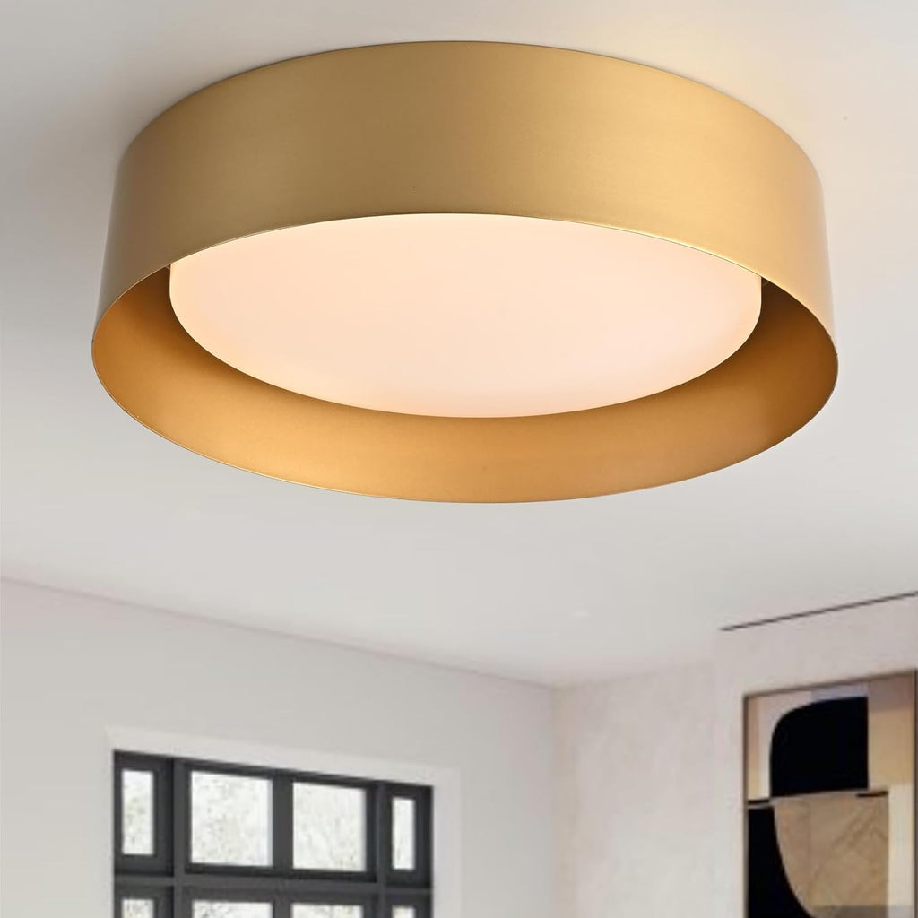 Bargeni Flush Mount Ceiling Light,12.5 inch LED Ceiling Light Fixture,Matte Black with Gold Inside,3000K/Warm White/18W(100w Equiv.),Dimmable Outdoor Lighting Fixtures Ceiling for Bedroom and Hallway - Grand Goldman
