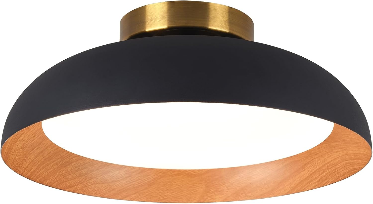Bargeni Flush Mount Ceiling Light,12.5 inch LED Ceiling Light Fixture,Matte Black with Gold Inside,3000K/Warm White/18W(100w Equiv.),Dimmable Outdoor Lighting Fixtures Ceiling for Bedroom and Hallway - Grand Goldman