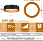 Bargeni Flush Mount Ceiling Light,12.5 inch LED Ceiling Light Fixture,Matte Black with Gold Inside,3000K/Warm White/18W(100w Equiv.),Dimmable Outdoor Lighting Fixtures Ceiling for Bedroom and Hallway - Grand Goldman