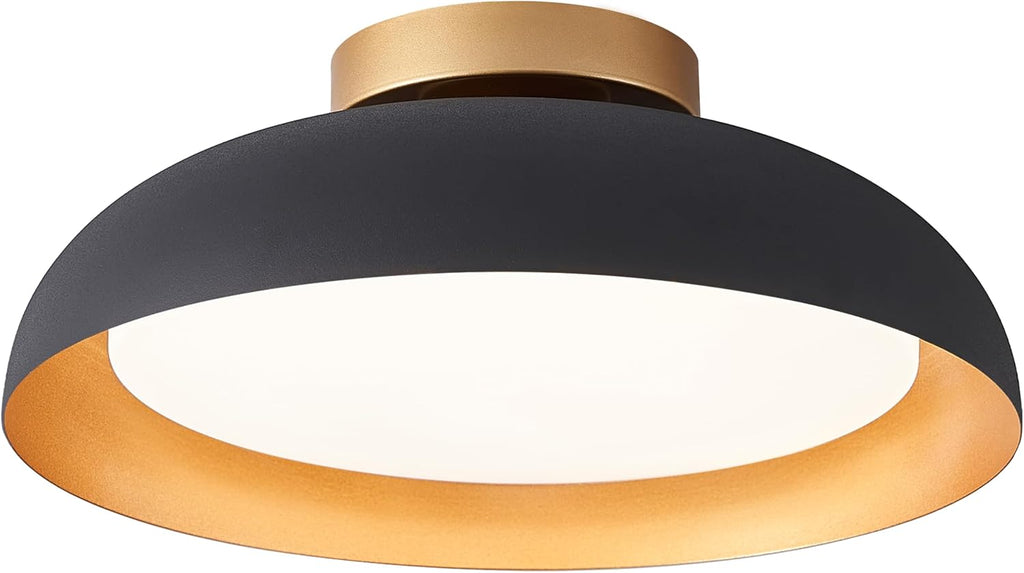 Bargeni Flush Mount Ceiling Light,12.5 inch LED Ceiling Light Fixture,Matte Black with Gold Inside,3000K/Warm White/18W(100w Equiv.),Dimmable Outdoor Lighting Fixtures Ceiling for Bedroom and Hallway - Grand Goldman