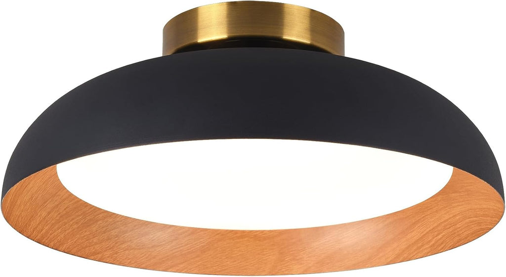 Bargeni Flush Mount Ceiling Light,12.5 inch LED Ceiling Light Fixture,Matte Black with Gold Inside,3000K/Warm White/18W(100w Equiv.),Dimmable Outdoor Lighting Fixtures Ceiling for Bedroom and Hallway - Grand Goldman