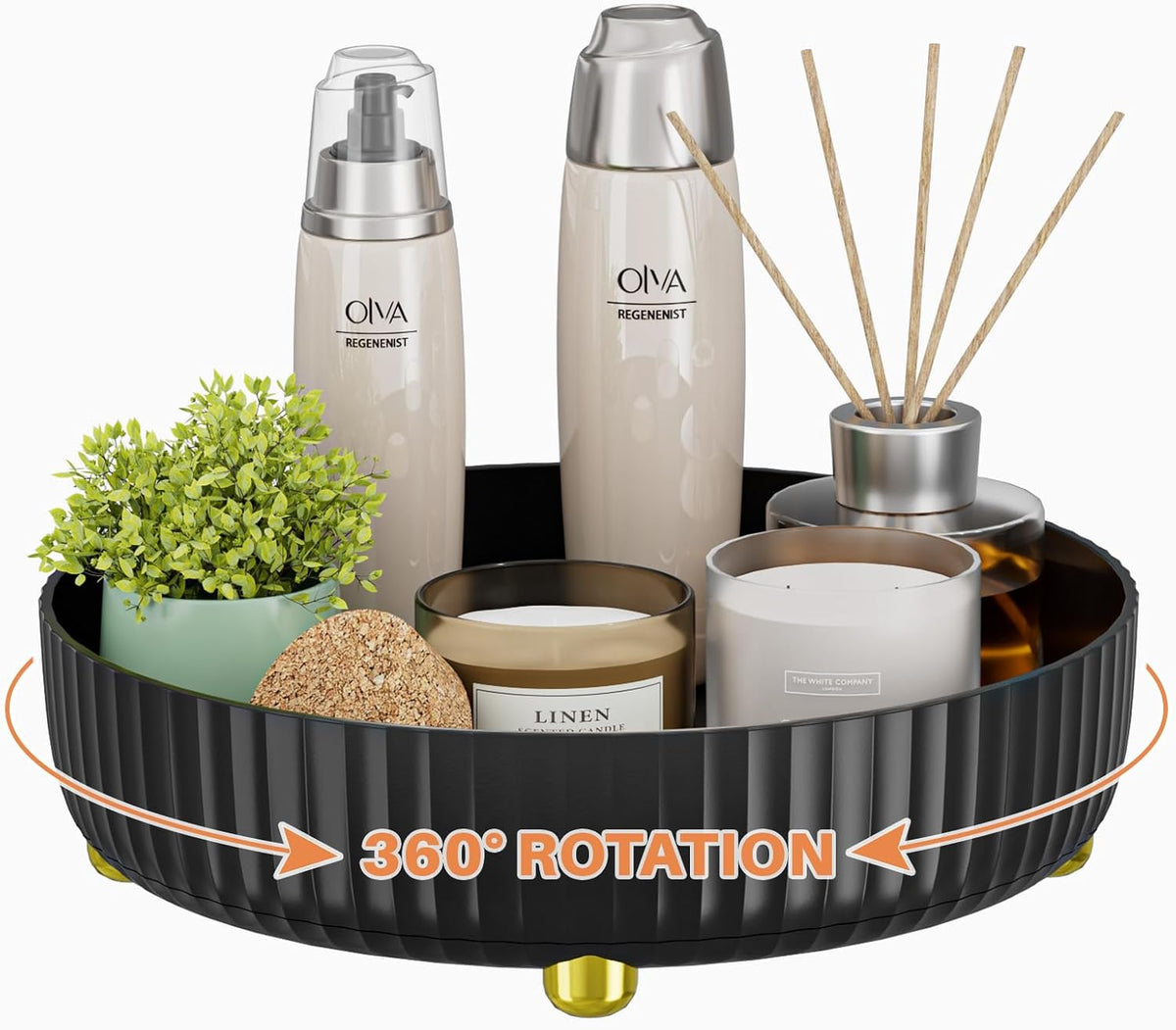 Bathroom Organizers and Storage - Rotating Makeup Organizer Tray for Perfume,Skincare,Cosmetics and Bathroom Storage,Lazy Susan Organizer,White - Grand Goldman