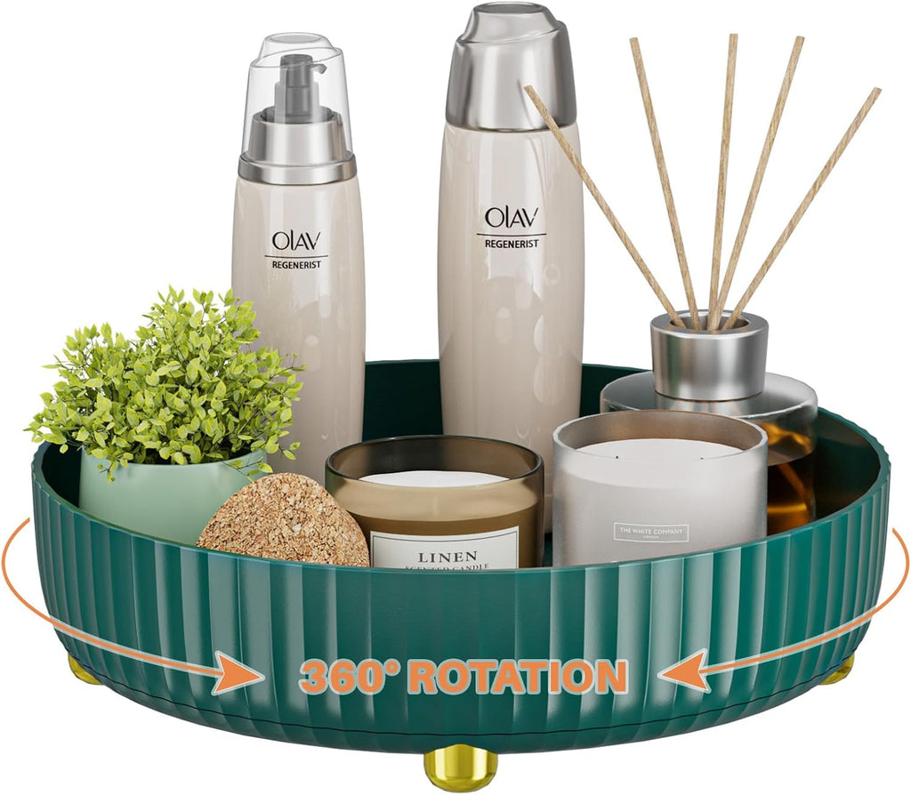 Bathroom Organizers and Storage - Rotating Makeup Organizer Tray for Perfume,Skincare,Cosmetics and Bathroom Storage,Lazy Susan Organizer,White - Grand Goldman