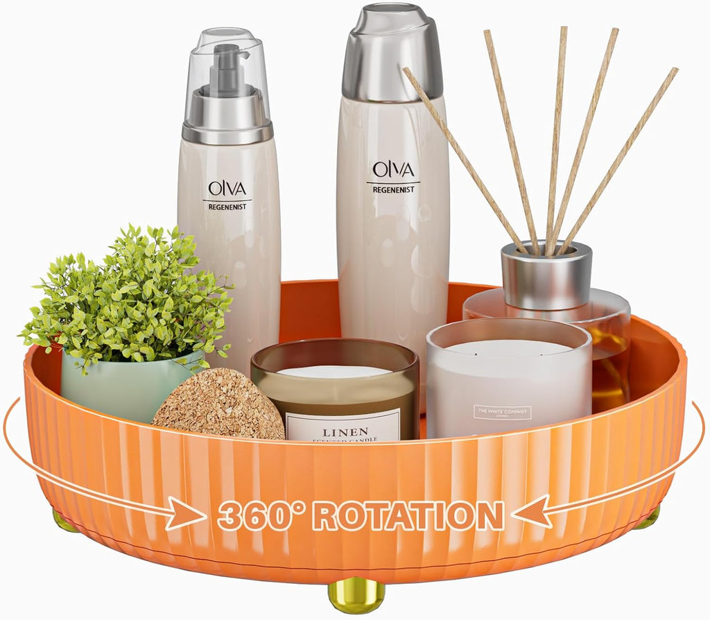 Bathroom Organizers and Storage - Rotating Makeup Organizer Tray for Perfume,Skincare,Cosmetics and Bathroom Storage,Lazy Susan Organizer,White - Grand Goldman