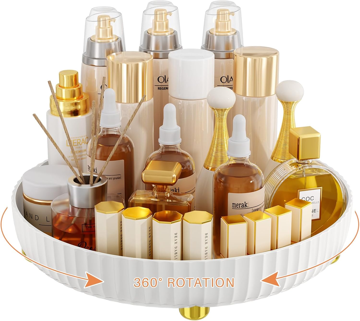 Bathroom Organizers and Storage - Rotating Makeup Organizer Tray for Perfume,Skincare,Cosmetics and Bathroom Storage,Lazy Susan Organizer,White - Grand Goldman