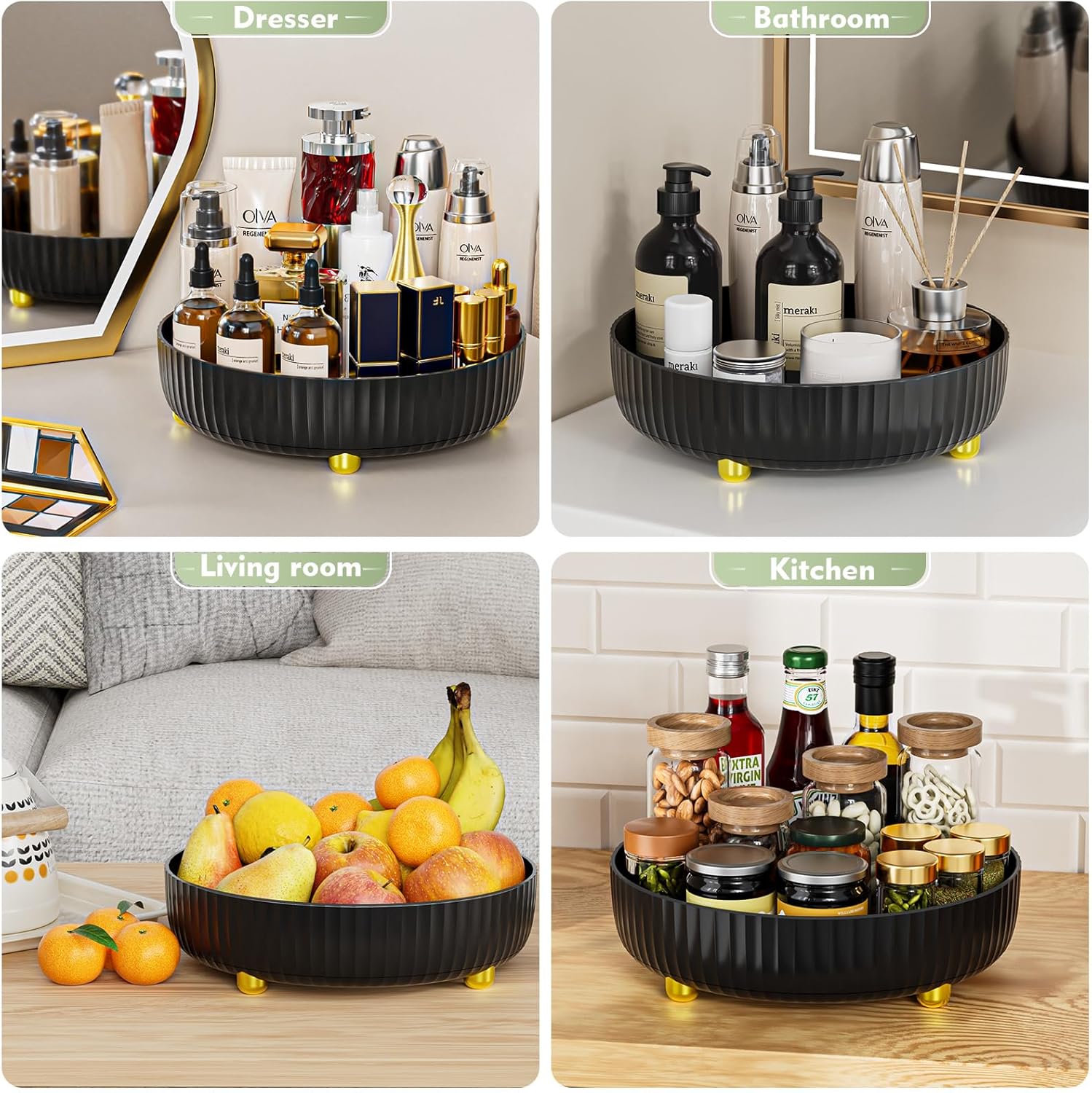 Bathroom Organizers and Storage - Rotating Makeup Organizer Tray for Perfume,Skincare,Cosmetics and Bathroom Storage,Lazy Susan Organizer,White - Grand Goldman