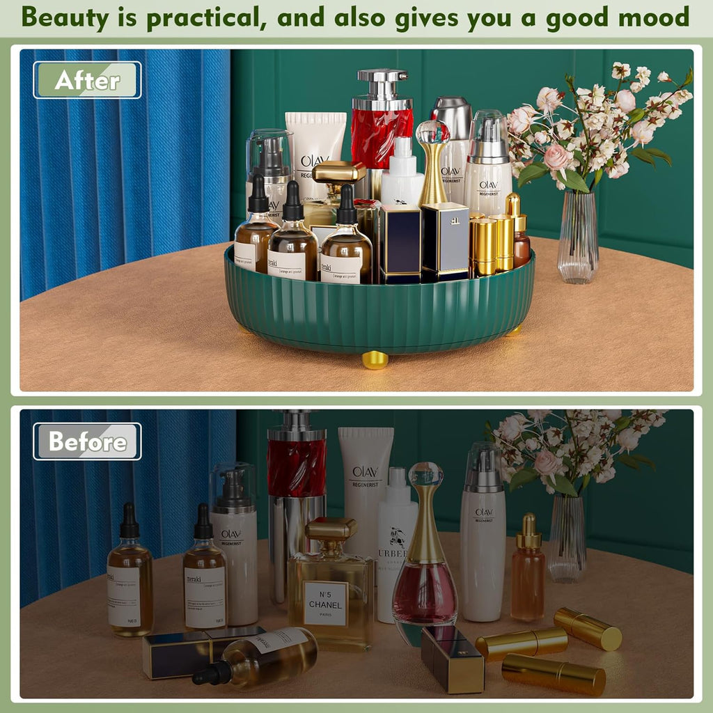 Bathroom Organizers and Storage - Rotating Makeup Organizer Tray for Perfume,Skincare,Cosmetics and Bathroom Storage,Lazy Susan Organizer,White - Grand Goldman