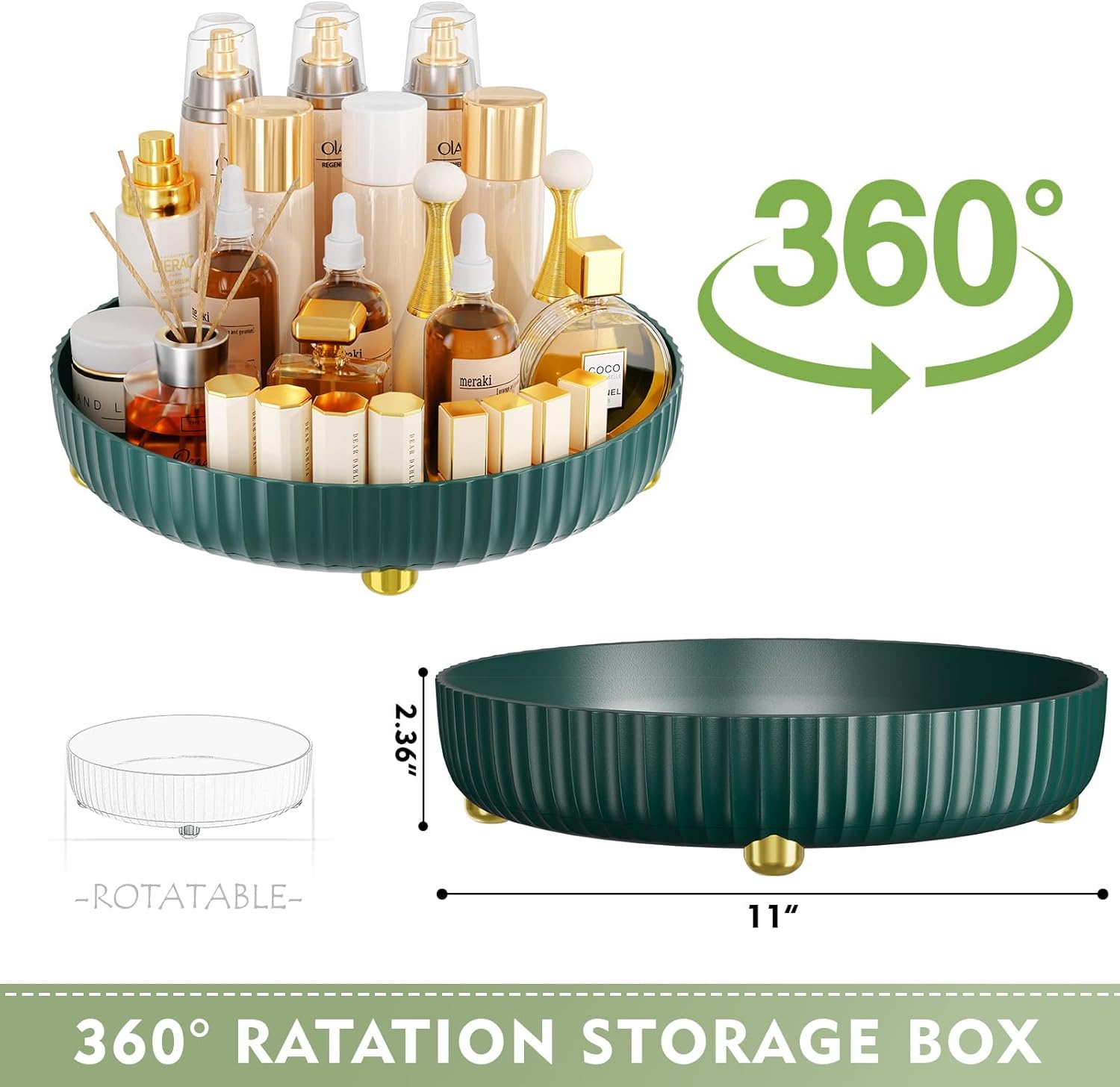 Bathroom Organizers and Storage - Rotating Makeup Organizer Tray for Perfume,Skincare,Cosmetics and Bathroom Storage,Lazy Susan Organizer,White - Grand Goldman