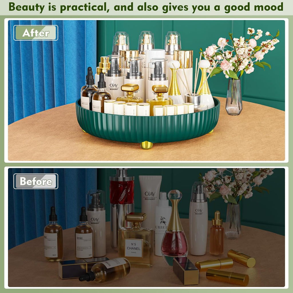 Bathroom Organizers and Storage - Rotating Makeup Organizer Tray for Perfume,Skincare,Cosmetics and Bathroom Storage,Lazy Susan Organizer,White - Grand Goldman