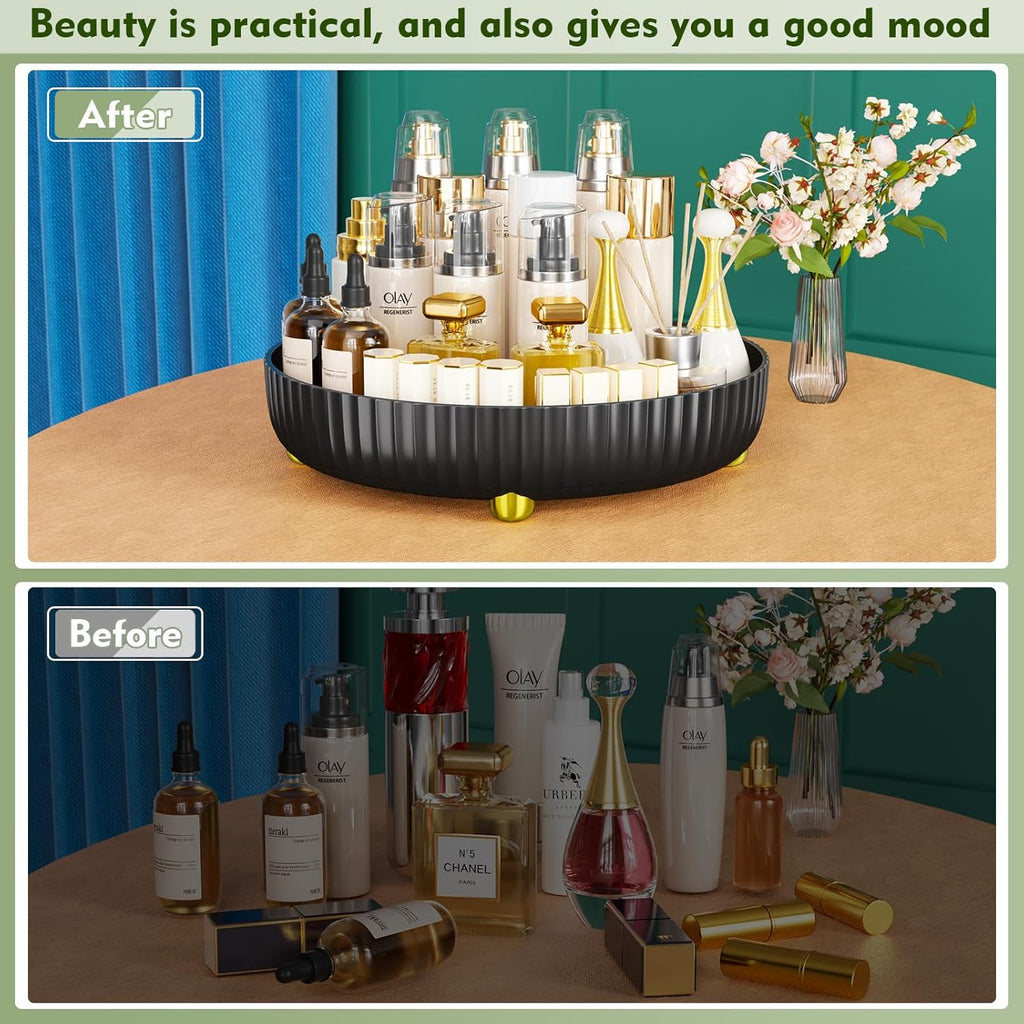 Bathroom Organizers and Storage - Rotating Makeup Organizer Tray for Perfume,Skincare,Cosmetics and Bathroom Storage,Lazy Susan Organizer,White - Grand Goldman