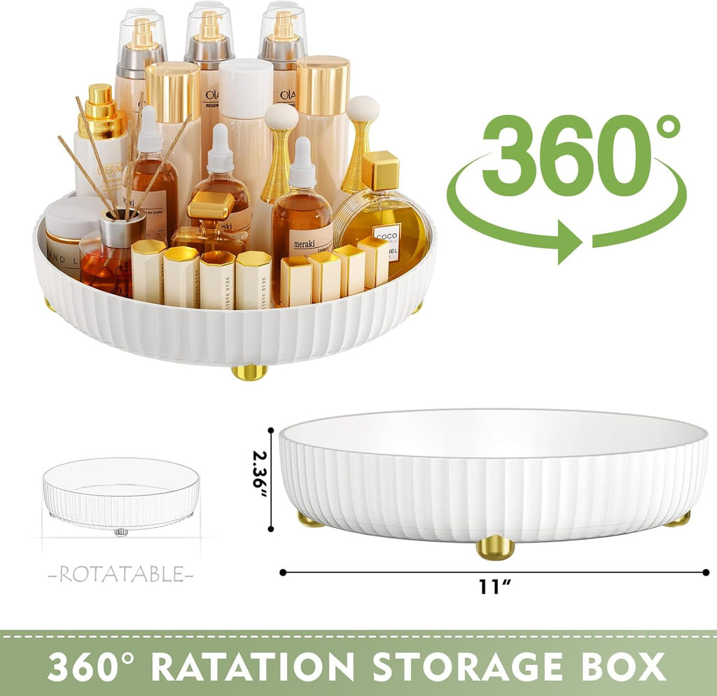 Bathroom Organizers and Storage - Rotating Makeup Organizer Tray for Perfume,Skincare,Cosmetics and Bathroom Storage,Lazy Susan Organizer,White - Grand Goldman