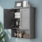 Bathroom Wall Cabinet Over Toilet Storage Cabinets 25x30 in Above Toilet Wood Medicine Cabinets for Bathroom Wall Mounted Cabinet with 2 Door & Adjustable Shelf Texture Grey - Grand Goldman