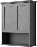 Bathroom Wall Cabinet Over Toilet Storage Cabinets 25x30 in Above Toilet Wood Medicine Cabinets for Bathroom Wall Mounted Cabinet with 2 Door & Adjustable Shelf Texture Grey - Grand Goldman