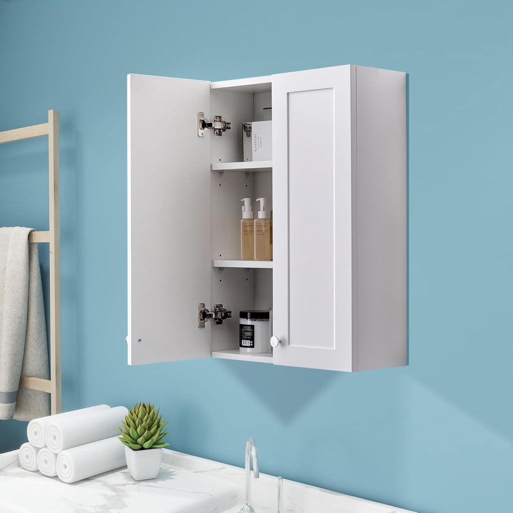 Bathroom Wall Cabinet Over Toilet Storage Cabinets 25x30 in Above Toilet Wood Medicine Cabinets for Bathroom Wall Mounted Cabinet with 2 Door & Adjustable Shelf Texture Grey - Grand Goldman