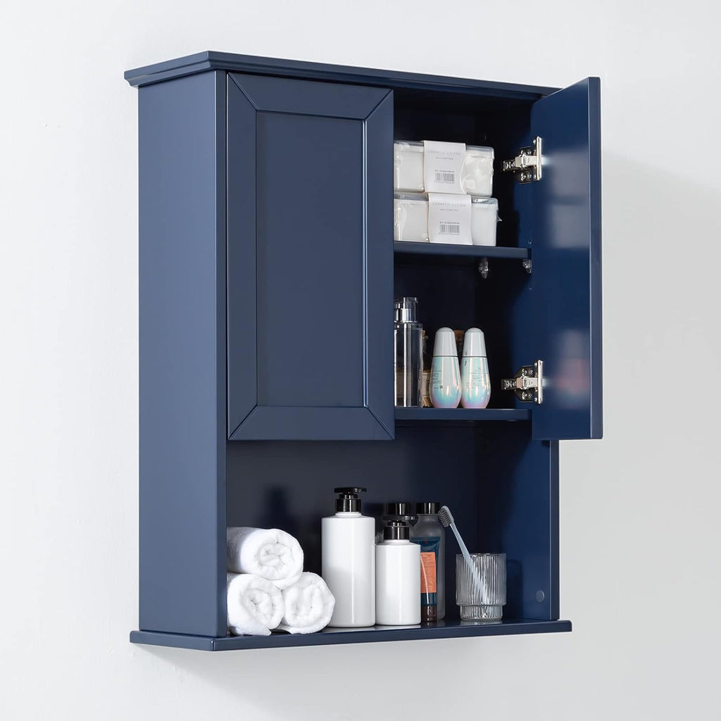 Bathroom Wall Cabinet Over Toilet Storage Cabinets 25x30 in Above Toilet Wood Medicine Cabinets for Bathroom Wall Mounted Cabinet with 2 Door & Adjustable Shelf Texture Grey - Grand Goldman