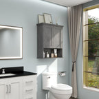 Bathroom Wall Cabinet Over Toilet Storage Cabinets 25x30 in Above Toilet Wood Medicine Cabinets for Bathroom Wall Mounted Cabinet with 2 Door & Adjustable Shelf Texture Grey - Grand Goldman