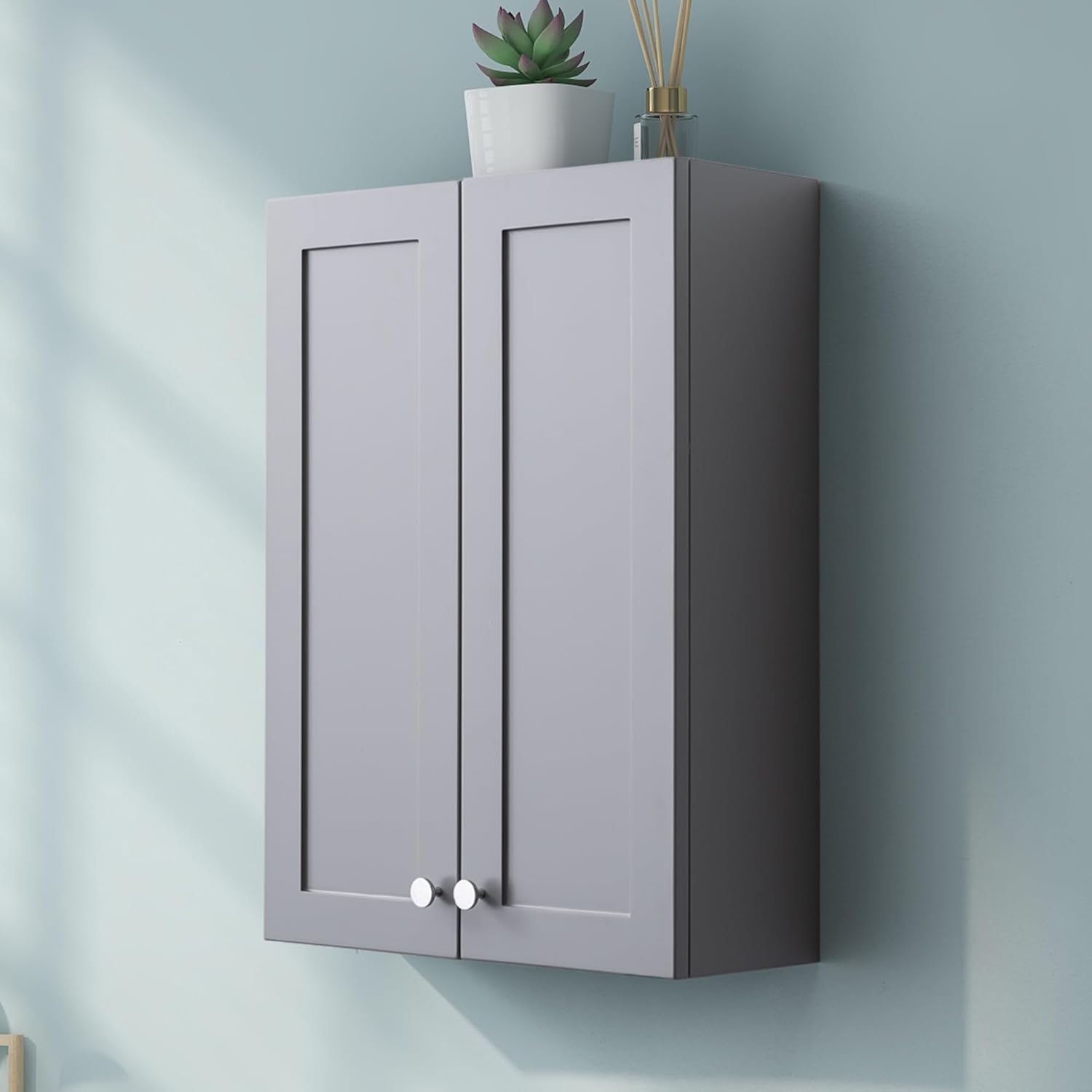 Bathroom Wall Cabinet Over Toilet Storage Cabinets 25x30 in Above Toilet Wood Medicine Cabinets for Bathroom Wall Mounted Cabinet with 2 Door & Adjustable Shelf Texture Grey - Grand Goldman