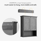 Bathroom Wall Cabinet Over Toilet Storage Cabinets 25x30 in Above Toilet Wood Medicine Cabinets for Bathroom Wall Mounted Cabinet with 2 Door & Adjustable Shelf Texture Grey - Grand Goldman