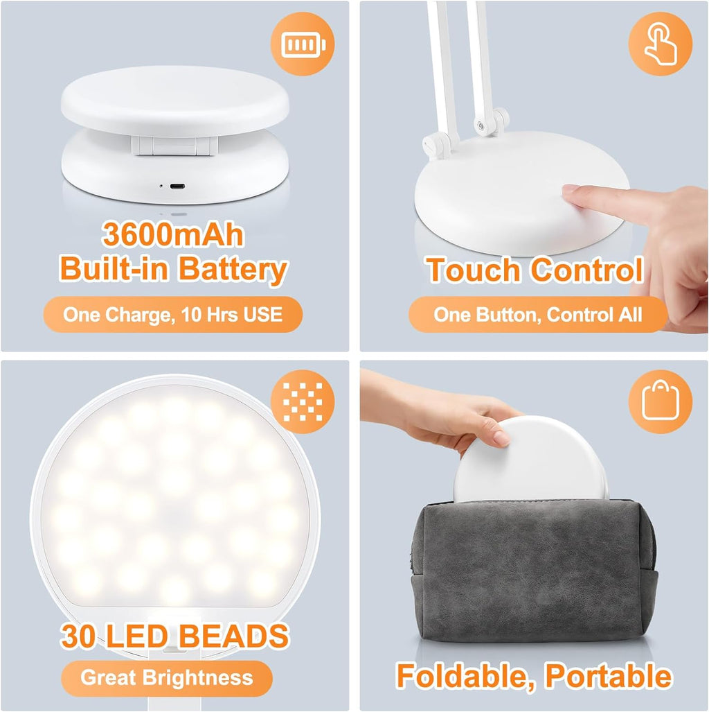 Battery Operated Lamp Rechargeable Lamp Foldable+Portable Light,9 Brightness Dimmable Cordless Lamp Rechargeable Light Wireless Lamp Mini Lamp,Cordless Lamps Rechargeable Cordless Table Lamp USB Light - Grand Goldman
