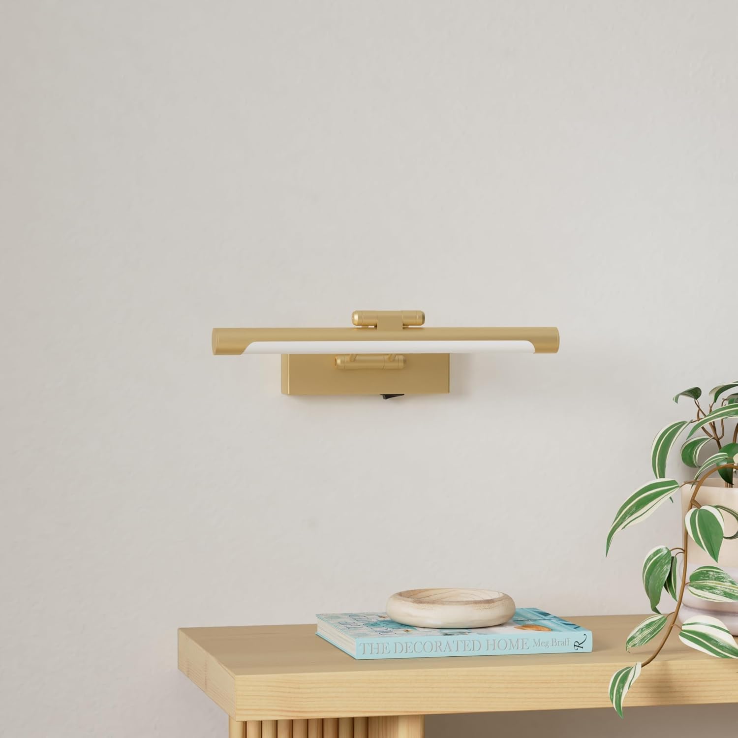 Battery Operated Picture Lights with Remote and Timer,Wireless Art Light for Paintings with Adjustable Swing Arm Gold Gallery Lights 12in Rechargeable Wall Sconce - Grand Goldman