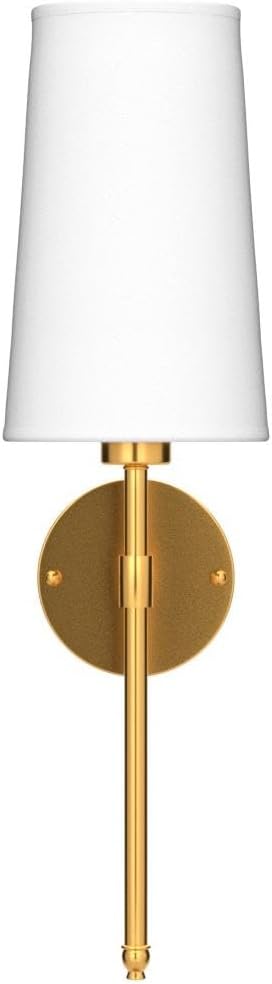 Battery Operated Wall Sconce Light with Remote Control, Dimmable Set of 2 White Fabric Shade, Indoor Wireless Lamp For Bedroom Living Room, Bulb Included ( - Grand Goldman