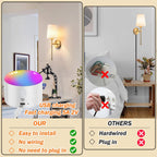 Battery Operated Wall Sconce Set Of Two with Remote Control, Indoor Not Hardwired Dimmable Battery Operated Wall Sconce Light Fixture with Fabric Linen Shade For Bedroom Living Room, Bulb Included ( C - Grand Goldman