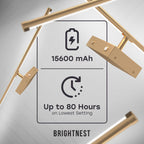 Battery Operated Wall Sconce Set of Two - 15600 mAh Battery with Adjustable Brightness & Tone - 6W Battery Sconces with Remote & Touch Control - Up to 80 Hours - 26.5 in (67 cm) | Gold - 2 Pack - Grand Goldman