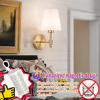 Battery Operated Wall Sconces Set Of Two, Wireless Battery Wall Light With 10000mAh RGB Rechargeable Magnetic Bulb, Rechargeable Wall Sconce With Remote Control For Bedroom, No Electrician Required - Grand Goldman