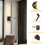 Battery Operated Wall Sconces Set of 2, Dimmable Battery Wall Sconce with Remote Control, Black Gold LED Rechargeable Sconces, 24 Inch Modern Wireless Wall Lights for Bedroom, Living Room - Grand Goldman