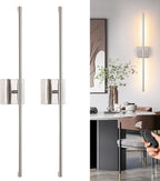 Battery Operated Wall Sconces Set of 2, Dimmable Battery Wall Sconce with Remote Control, Black Gold LED Rechargeable Sconces, 24 Inch Modern Wireless Wall Lights for Bedroom, Living Room - Grand Goldman