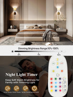 Battery Operated Wall Sconces Set of 2 Two Wireless Sconces Brass Gold Rechargeable Wall Lights Dimmable&RGB Battery Powered Wall Sconce Wall Decor for Bedroom Living Room, Remote Control - Grand Goldman