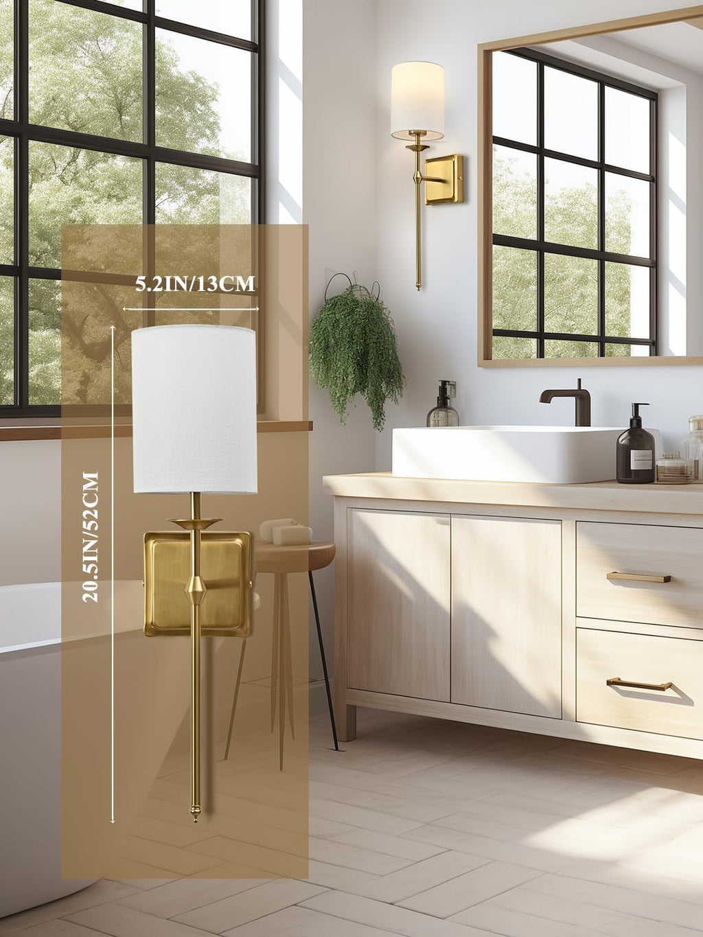 Battery Operated Wall Sconces Set of 2 Two Wireless Sconces Brass Gold Rechargeable Wall Lights Dimmable&RGB Battery Powered Wall Sconce Wall Decor for Bedroom Living Room, Remote Control - Grand Goldman