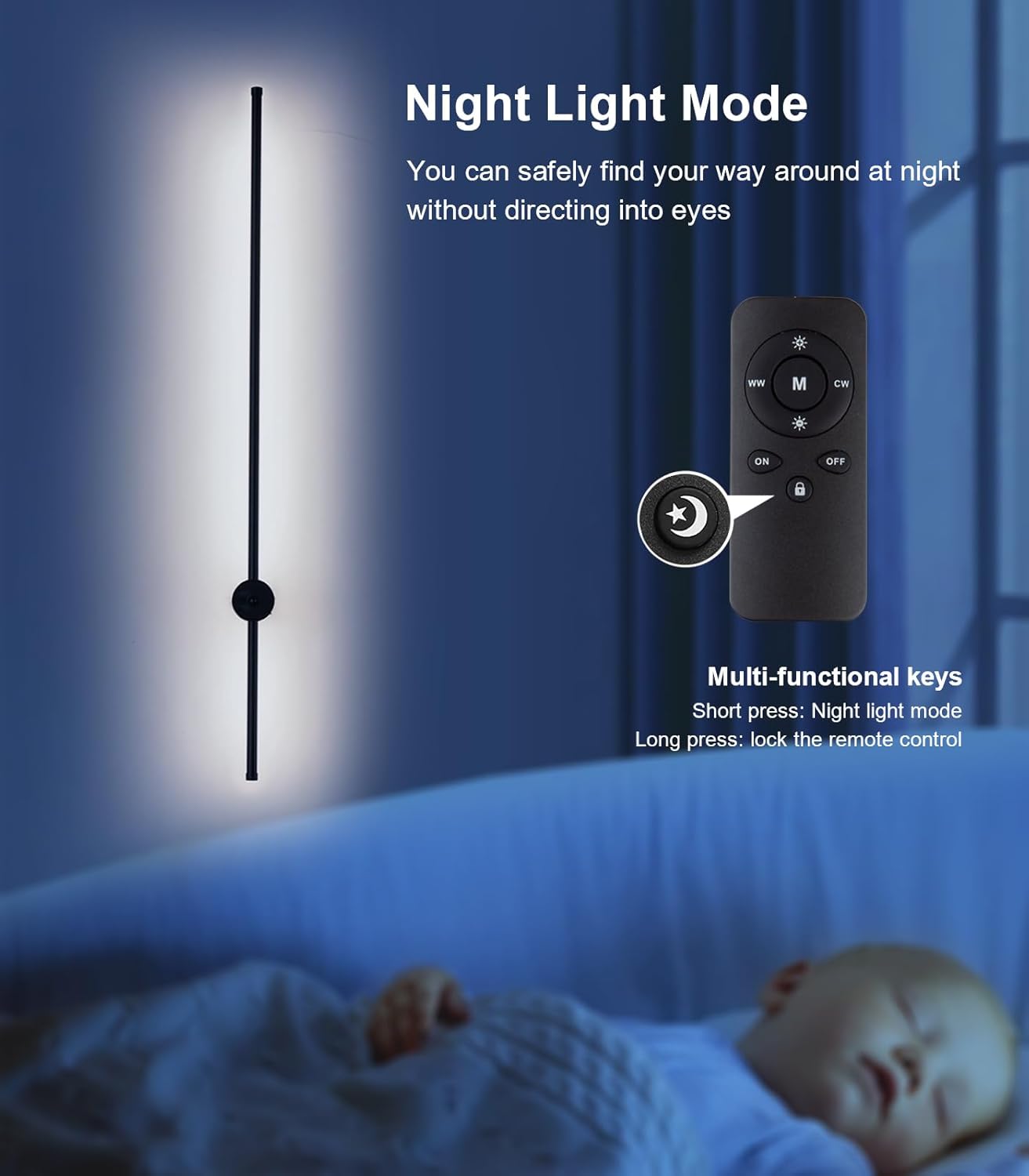 Battery Operated Wall Sconces Set of Two, USB Rechargeable Wall Lights with Remote Control, Dimmable LED Wall Lamp Indoor, 360° Rotation Wireless Lights for Living Room Bedroom Hallway, Black, 39 inch - Grand Goldman