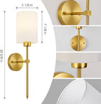 Battery Operated Wall Sconces Set of Two, with Remote Control, Dimmable, Warm White/Natural White/Daylight/RGB, Wireless Rechargeable Wall Light for Living Room, Bedroom, Entryway, Gold - Grand Goldman